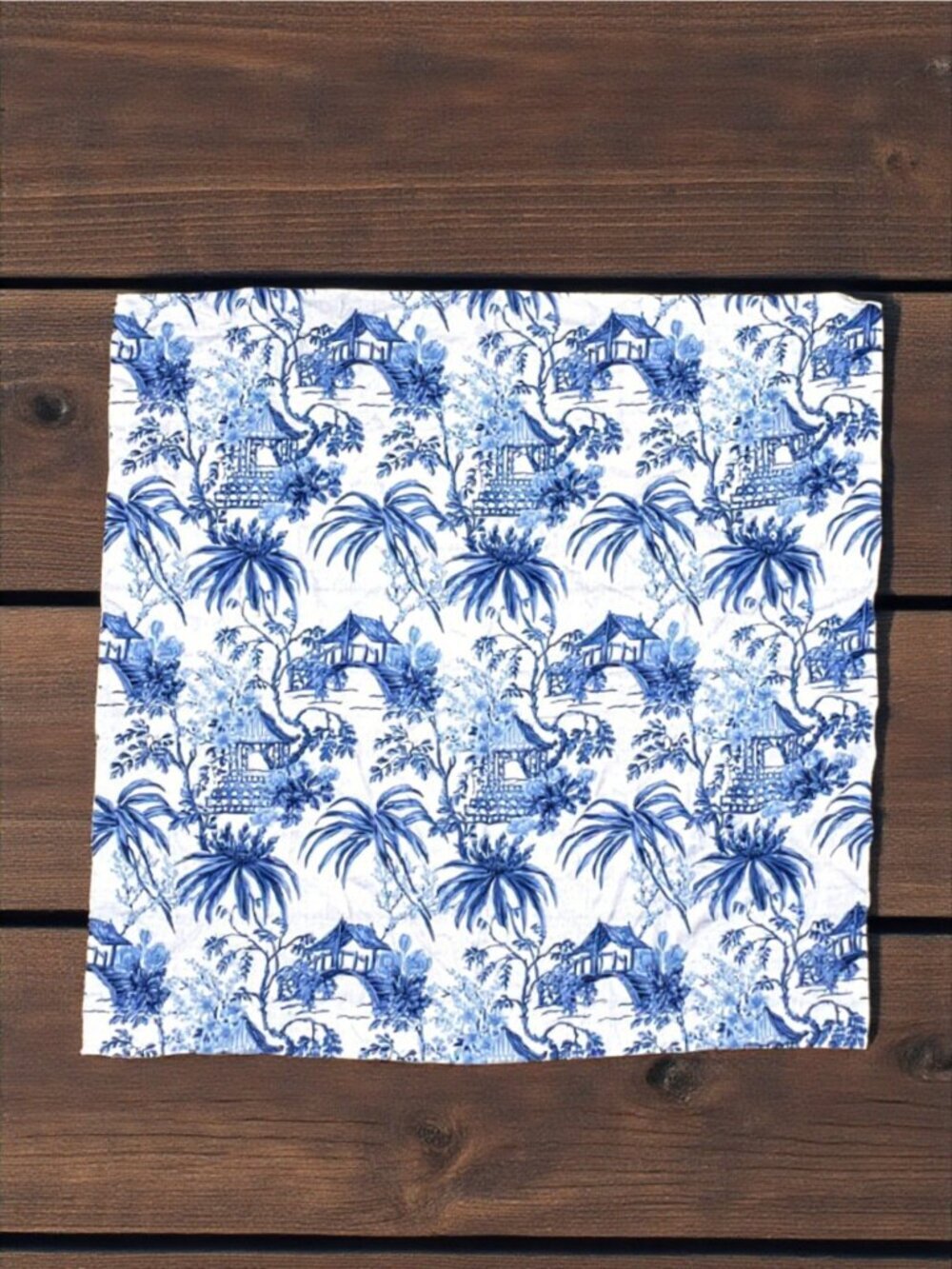 Brunschwig & Fils Tongli Porcelain Blue Summer Palace Chinoiserie Fabric 54x54